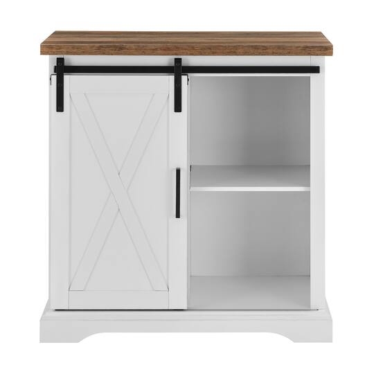 Walker Edison 32" Solid White Reclaimed Barnwood Rustic Farmhouse Buffet